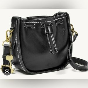 Fossil Palmer Black Leather Crossbody Shoulder Belt Bag